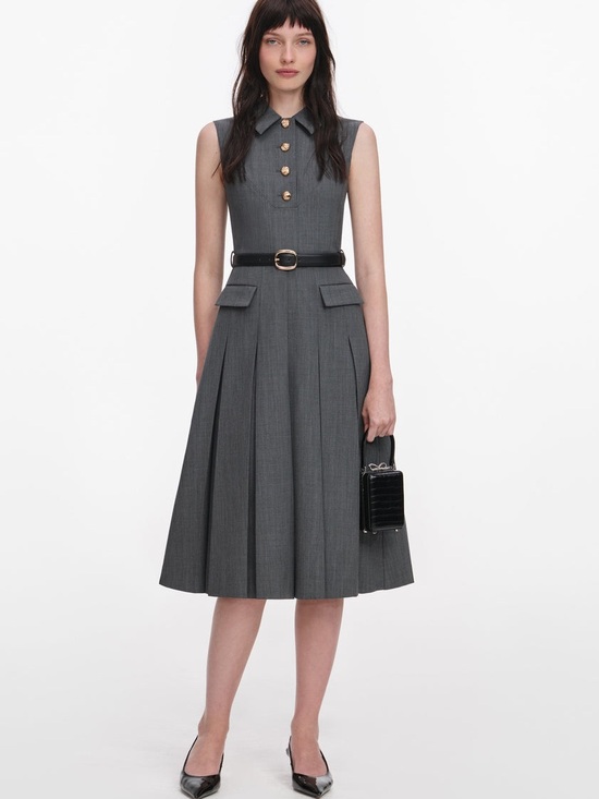 Self-Portrait Dresses & Skirts - NWOT Self-Portrait GREY TAILORED PLEATED MIDI DRESS